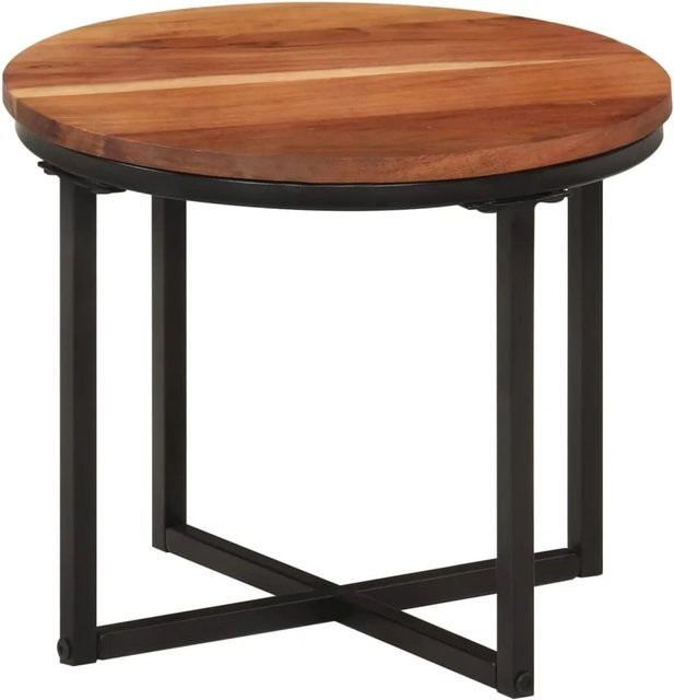 vidaXL Couchtisch aus Massivholz Akazie und Eisen in Braun und Schwarz, B/T/H: 35 x 35 x 30 cm - Bild 1