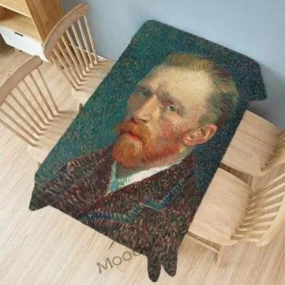 JINGYUE Pet Tischdecke mit Van Gogh Kunstmotiv Sternennacht und Sonnenblumen, wasserabweisend, Polyester, Mehrfarbig, B: 100 cm, T: 145 cm - Bild 1
