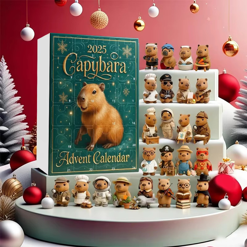 SHNGki Capybara Weihnachts-Adventskalender mit 24 Tagen als niedliche Weihnachtsbaum-Anhänger in Multicolor - Bild 1