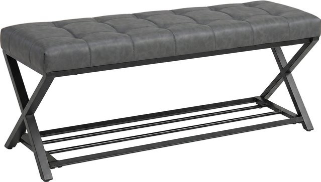 HOMCOM Schuhbank mit Sitzfläche und Schuhregal aus Kunstleder in Dunkelgrau, B/T/H: 112 x 37 x 47 cm - Bild 1