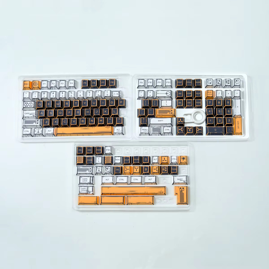 Jaycomia Comic Virtual War PBT Cherry Tastenkappen Set für mechanische und magnetische Tastaturen, Dye-Sub, Weiß/Mehrfarbig - Bild 2