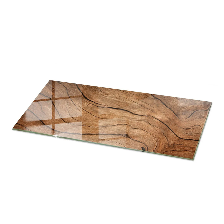 Tulup Couchtischplatte aus Glas und Holz in Braun, Rechteckig, B: 125 cm, T: 50 cm - Bild 2