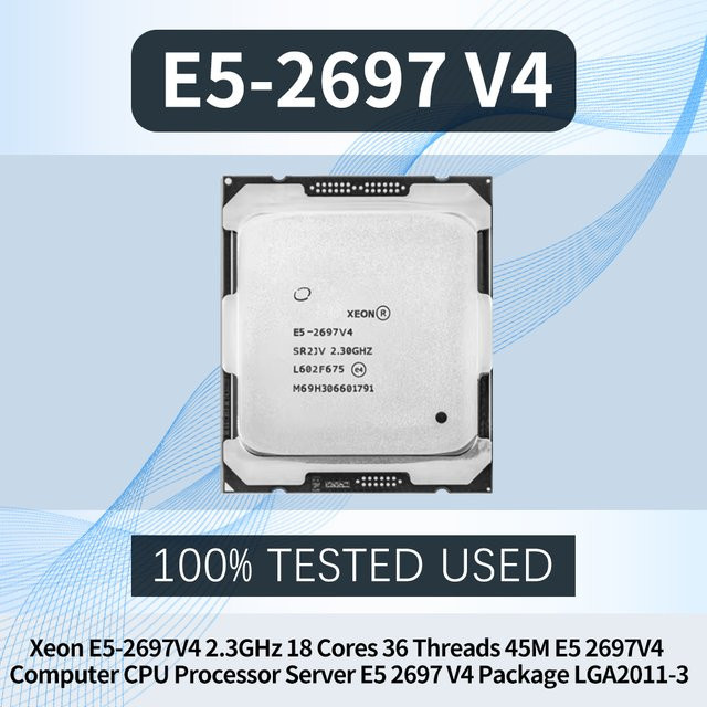 Intel Xeon E5-2697V4 Prozessor mit 18 Kernen und 36 Threads, 2,3 GHz, LGA2011-3, Silber - Bild 1
