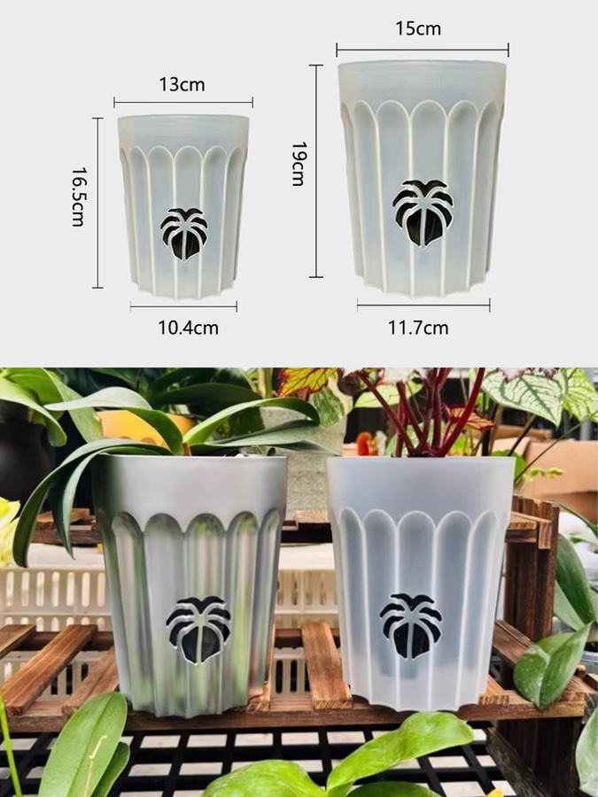 Selbstbewässernde Orchideentöpfe aus transparentem Kunststoff für Zimmerpflanzen, B/T/H: 13,0 x 16,5 x 13,0 cm - Bild 5