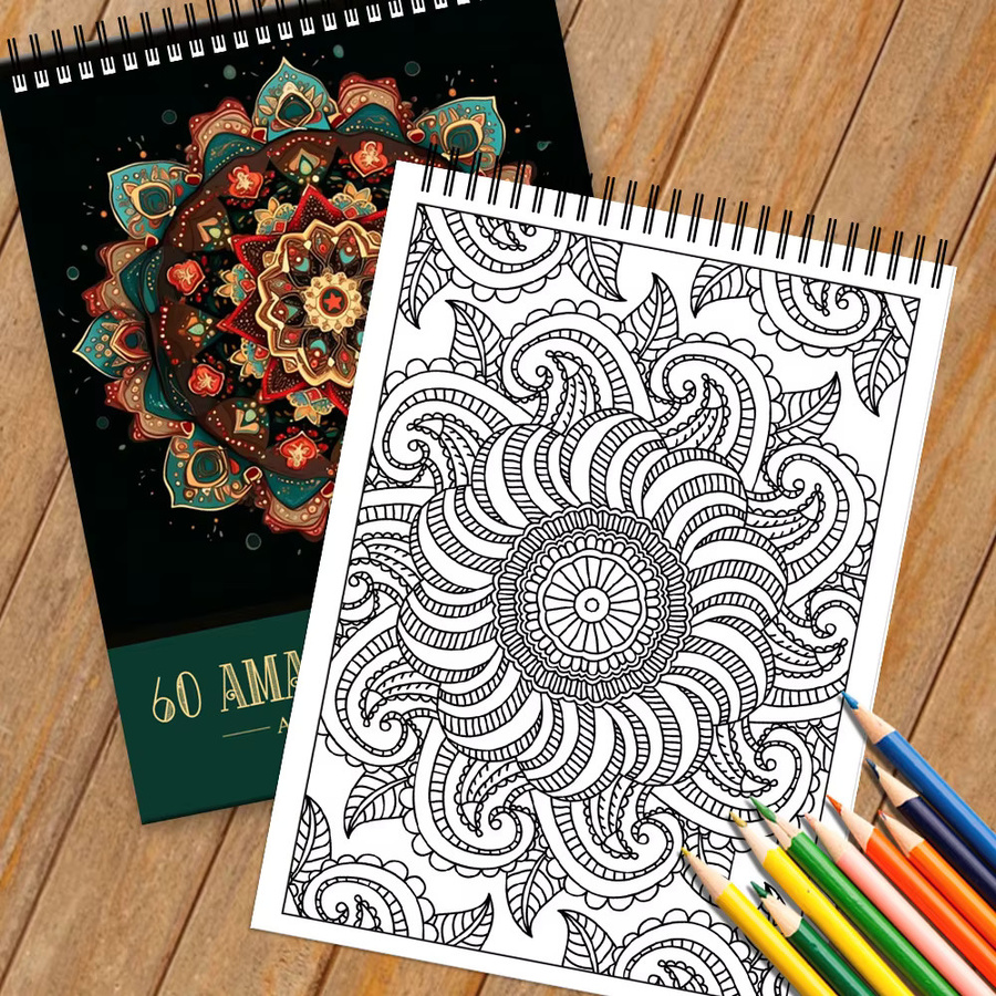 Mandala-Malbuch für Erwachsene mit 60 Seiten zur Entspannung und Kreativität in Mehrfarbig - Bild 3