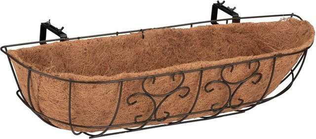 Relaxdays Blumenkasten aus Eisen mit Kokoseinlage in Braun, 3er Set, B/H/T: 76 x 21 x 22 cm - Bild 1