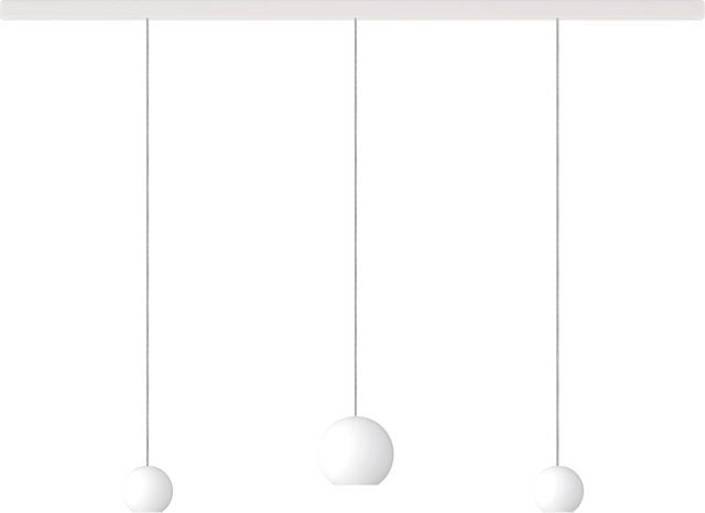 KOMOT KOS Trio SL LED-Pendelleuchte mit Schiene, Weiß matt und Edelstahl, Opalglas, Tunable White 2200K - 4200K, Länge: 150 cm - Bild 1
