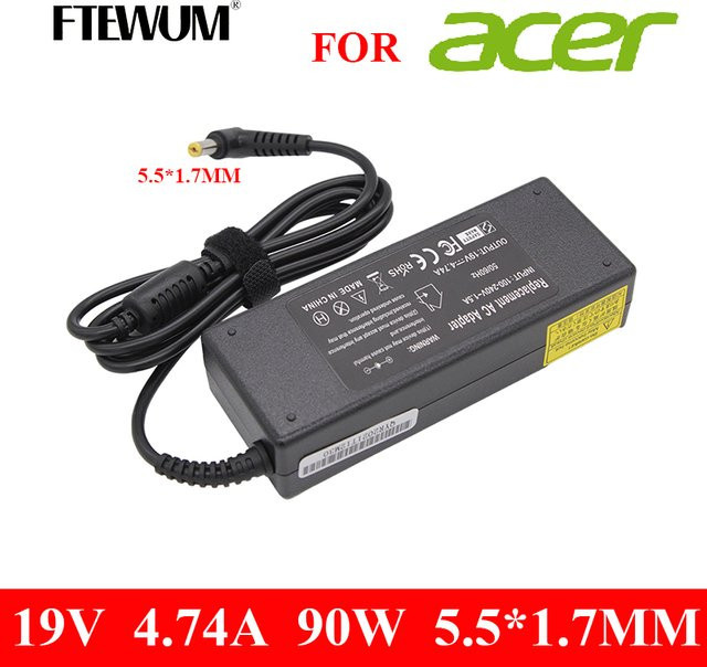 FTEWUM AC Laptop Ladegerät Power Adapter für Acer Aspire 5750G 5755G 5742G 5920G 7110 9300 E1-531 E1-571G, 19V 4,74A 90W, Schwarz, Stecker: 5,5 x 1,7 mm - Bild 1