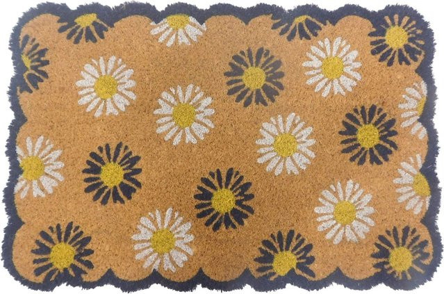 Relaxdays Fußmatte aus Kokosfaser mit Pflanzenmotiv, rutschfest und schmutzabweisend, B/T: 60 x 40 cm, Multicolour - Bild 1