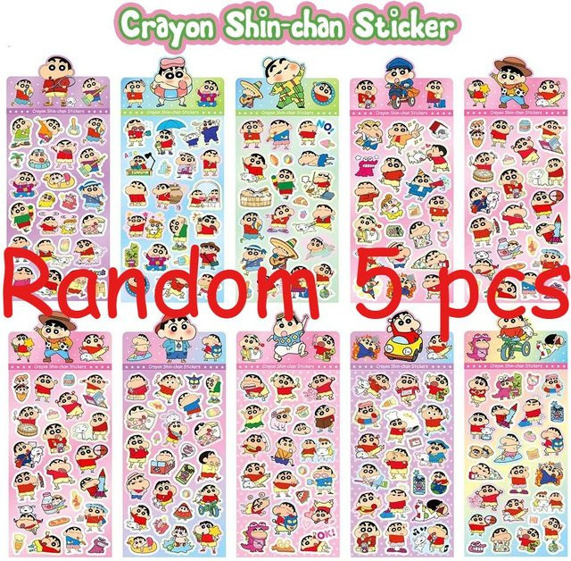 Yiran toy 1 Crayon Shin-chan Sticker Set aus 10 Bögen, bunte Cartoon-Aufkleber aus Papier für Kinder, Scrapbook und DIY Basteln, Mehrfarbig - Bild 1
