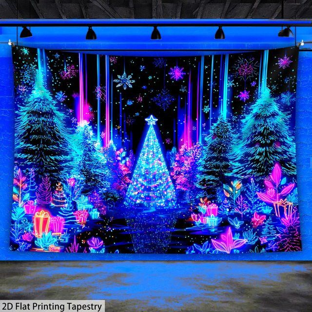 VIKAMA Weihnachts-Wandteppich mit verträumtem Weihnachtswald für deine Wohnzimmer-Dekoration - Bild 1