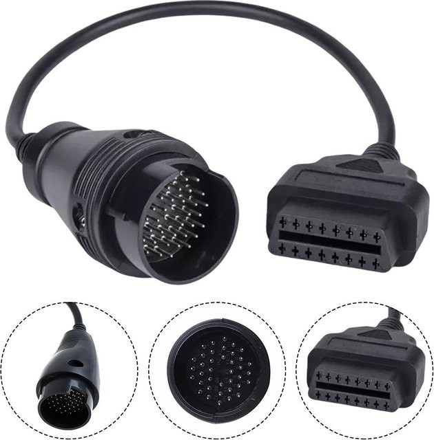 Diagnoseadapterkabel für Mercedes: 38-Pin auf 16-Pin OBD2 Adapter in Schwarz - Bild 1