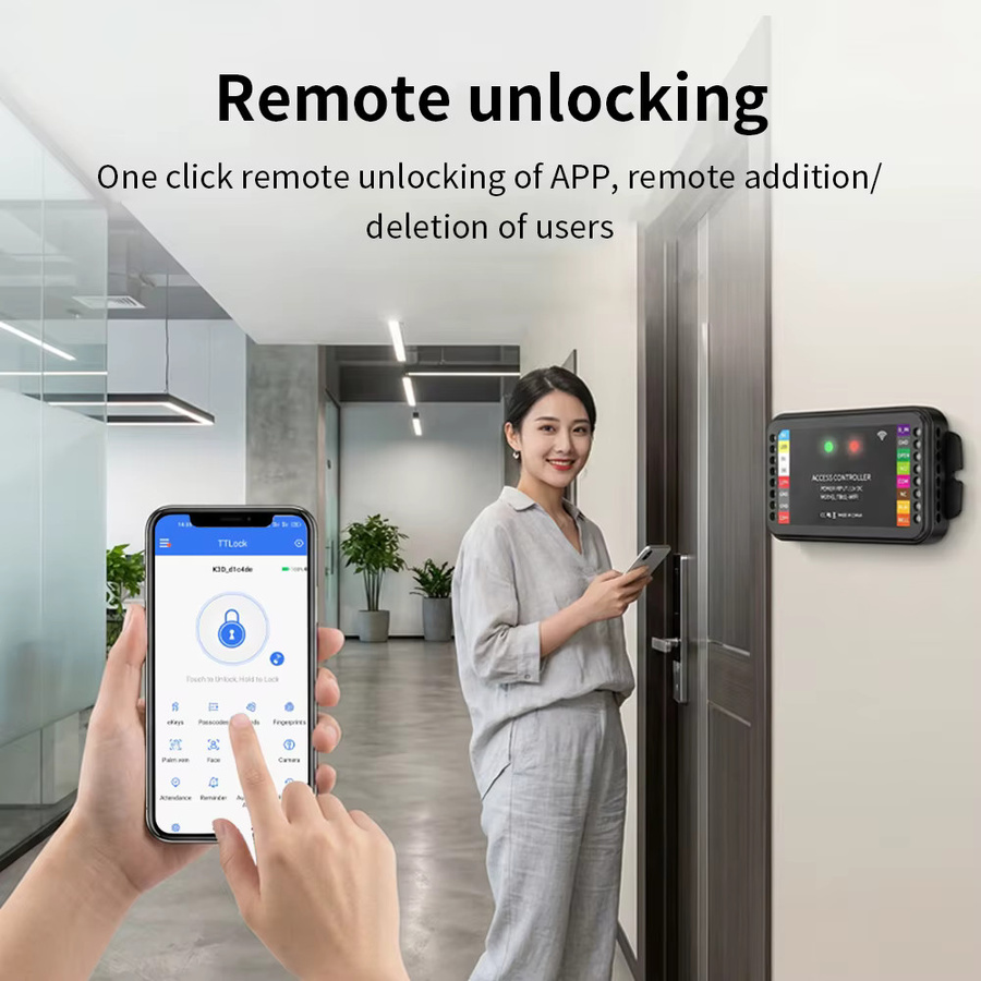 Asia-Teco WLAN Smart Zutrittskontrollsystem TTLock APP in Schwarz mit RFID-Leser und Wiegand-Eingang zur ferngesteuerten Türöffnung - Bild 3