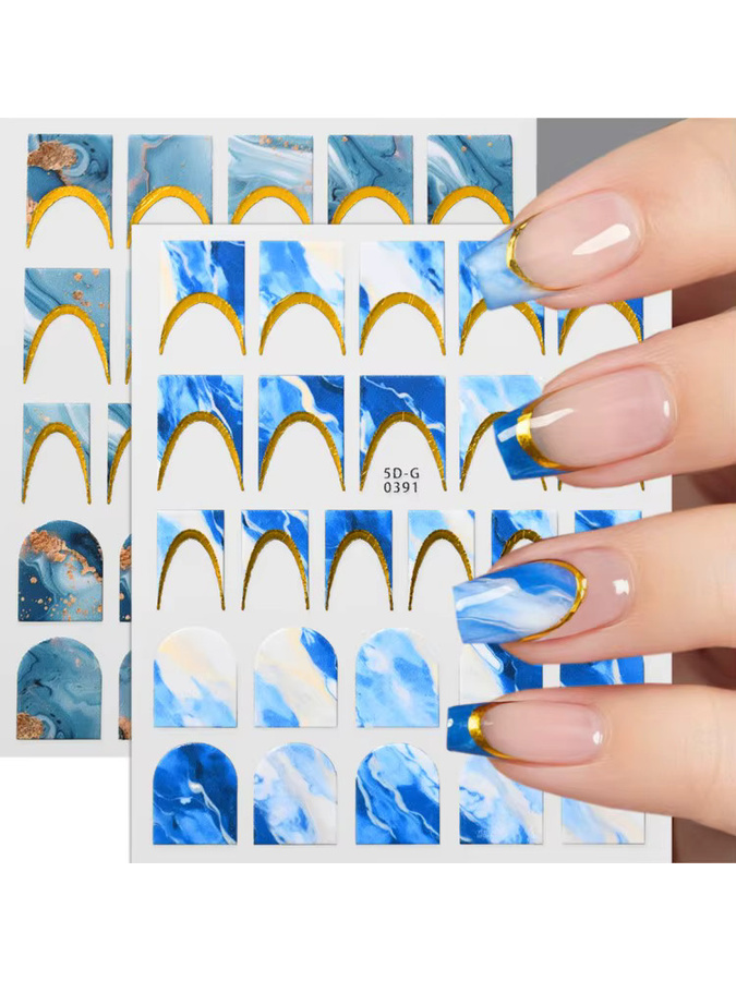 MAFANAILS Nagelaufkleber, Blau Marmor, Glänzend - Bild 2