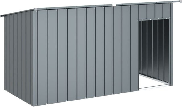 Wetterfeste Hundehütte aus Metall von Yiwydaa in Anthrazit, B/T/H: 196 x 91 x 110 cm - Bild 1