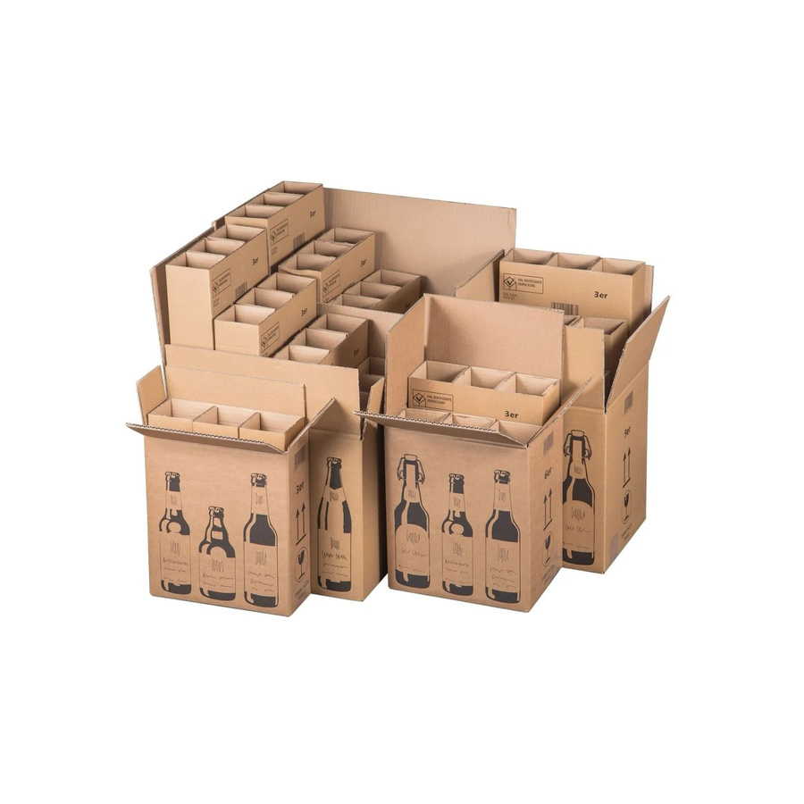 PROREGAL Bierversandkarton für 3 Flaschen, 20 Stück, Braun, Wellpappe, L x B x H: 25,5 x 8,8 x 28,8 cm - Bild 2