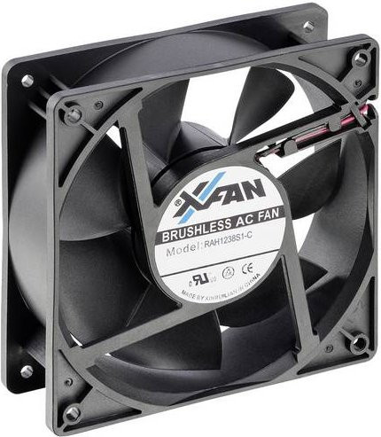 X-Fan RAH1238S1-C Axiallüfter 230 V/AC 180 m³/h Schwarz B/T/H: 12 x 12 x 3,8 cm - Bild 1