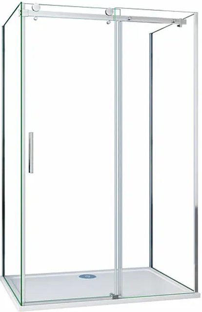 Duschparadies U-Form Duschkabine mit Schiebetür aus 8mm Nano Glas, Farbe Transparent/Silber, B/T/H: 150 x 90 x 195 cm - Bild 1