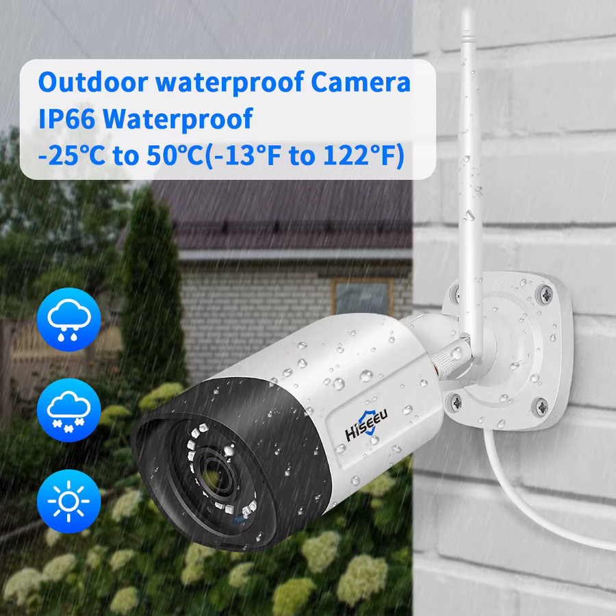 Hiseeu 5MP Wifi Überwachungskamerasystem mit 10CH NVR Video Set in Weiß und Farb-Nachtsicht - Bild 4