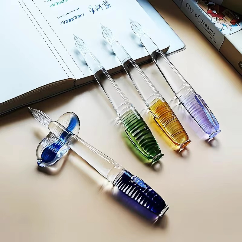 MAJOHN Kristallglas Dip-Pen in Blau und Multicolour für kreative DIY-Tintenarbeiten - Bild 1