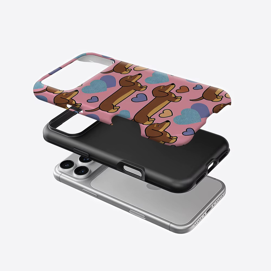 Aurea Case Matte Bumper MagSafe Hülle für iPhone mit Rosa Dackel Herz-Print - Bild 2
