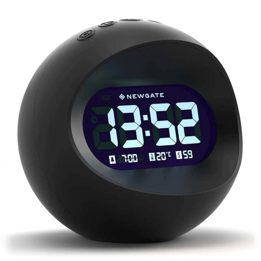Newgate Centre of the Earth Digital-Wecker in Schwarz mit Thermometer und Beleuchtung - Bild 1