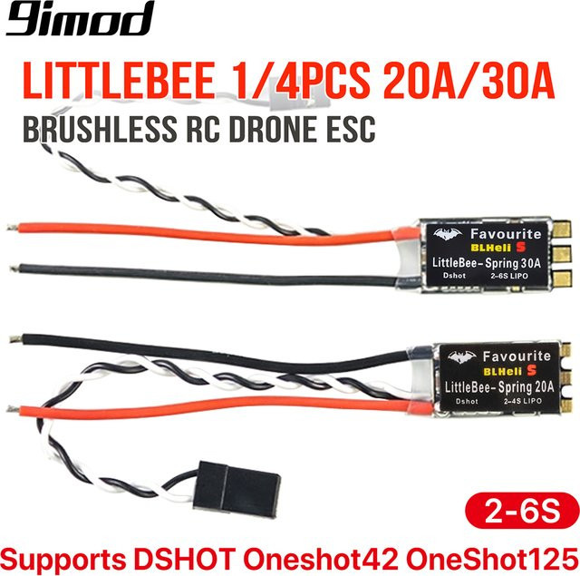 Favorite FVT LittleBee ESC BLHeli_S OPTO 2-6S Bürstenloser Geschwindigkeitsregler, Schwarz - Bild 1