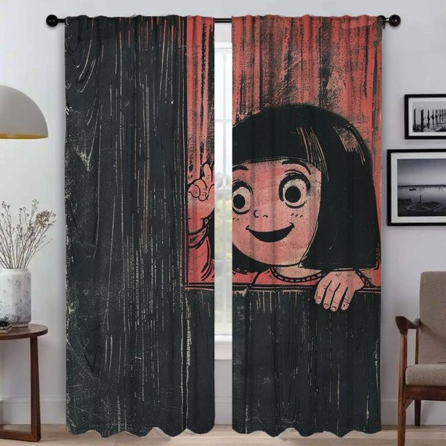 Verdunkelungsvorhänge für das Schlafzimmer im Halloween-Design, 2er-Set, Schwarz, Breite: 50 cm, Höhe: 70 cm - Bild 1