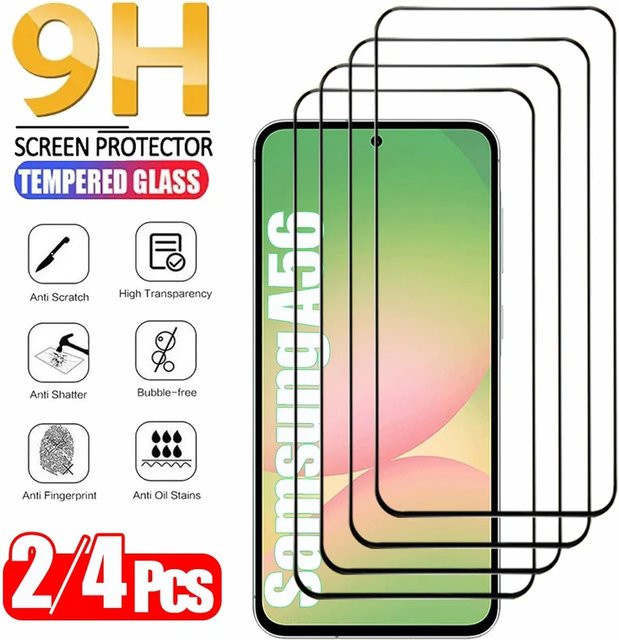 Set aus 2-4 Displayschutzfolien aus gehärtetem Glas für Samsung Galaxy A56 A55 A54 A53 A17 A27 A37 A57 A36 A26 A16 S26 S25 S24 Ultra, transparent - Bild 1