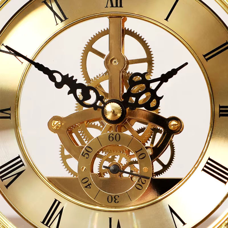Goldene Pendel-Tischuhr aus Metall in runder Form für dein Wohnzimmer - Bild 4