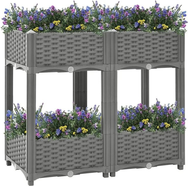 vidaXL Hochbeet aus Polypropylen H: 71 cm, B: 80 cm, T: 40 cm - Bild 1