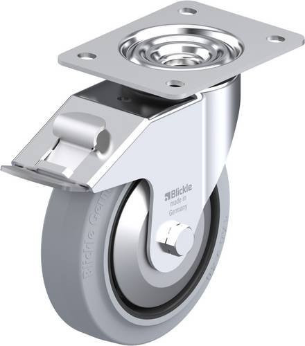 Blickle Lenkrolle LE-POEV 160R-FI-SG-FA mit Feststeller in Grau und Schwarz, Rad-Durchmesser: 160 mm, Tragfähigkeit: 300 kg - Bild 1