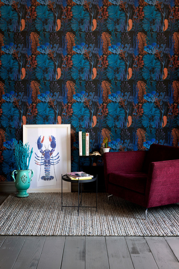 MINDTHEGAP Wandtattoo Coral Reef Ultramarine Blau Motiv Natur und Botanik als moderne Fototapete aus Vlies - Bild 1