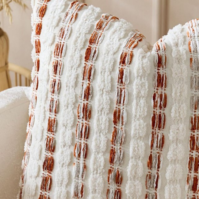 JMG Clothing Boho Kissenbezüge aus Chenille in Beige und Weiß, quadratisch, B/B/B: 50 x 50 x 50 cm - Bild 1