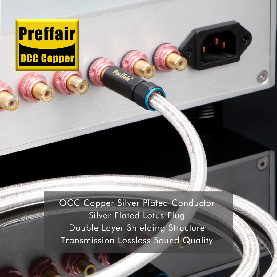 Preffair HiFi Audio RCA Koaxialkabel 75 Ohm OCC Versilbertes Digitales DC-Kabel in Silber - Bild 6