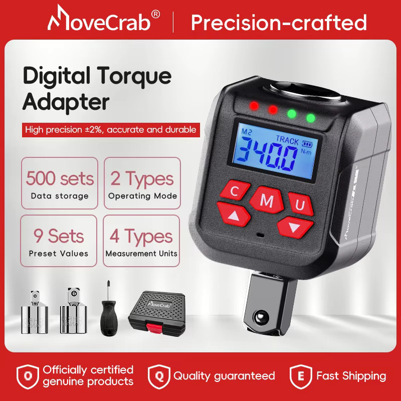 MoveCrab Digitaler Drehmomentadapter-Kit in Schwarz mit 1/2 Zoll Antrieb, 10-400 Nm Drehmomentbereich und 500 Speicherplätzen - Bild 6