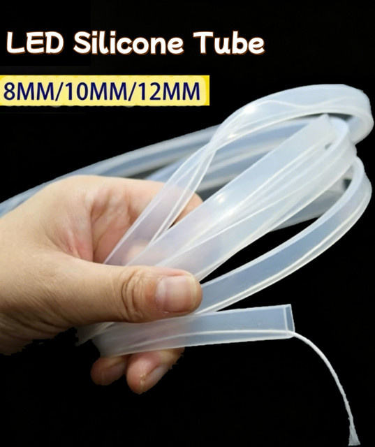 Ksdligh Wasserdichte LED-Silikonschlauch Schutzabdeckung für WS2812B und WS2811 Streifenlicht in Transparent, Milchweiß oder Schwarz, Durchmesser: 8 mm, 10 mm oder 12 mm - Bild 1
