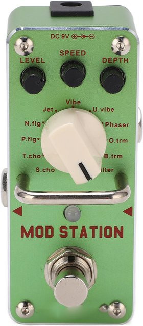 Gitarreneffektpedal MOD STATION Modulation Ensemble mit 11 Effekten in Grün Beige mit Metallgehäuse - Bild 1
