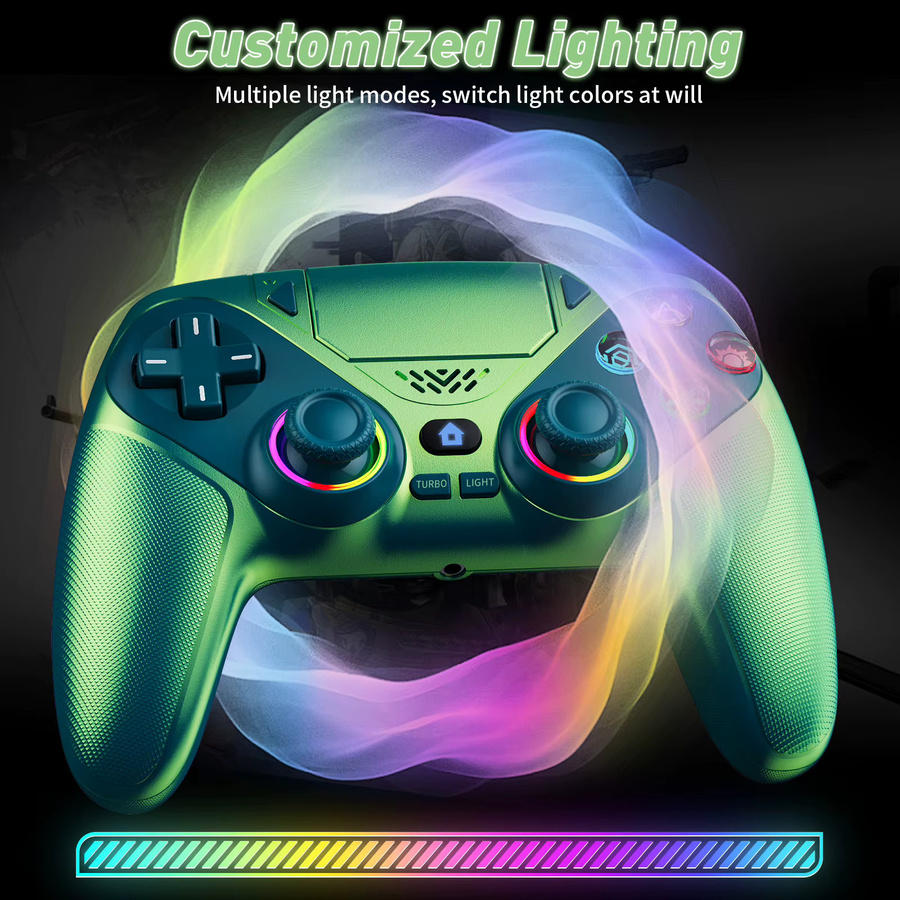 Bonacell Kabelloser Controller für PS5, PlayStation 5 Pro, Slim und PC mit RGB-Hall-Effekt, Dual-Vibration und Turbo-Funktion, Farbe: Rot - Bild 3