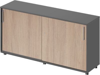 Schäfer Shop Genius Schiebetürenschrank TETRIS WOOD mit 2 Türen in Graphit und Eiche, Breite: 160 cm - Bild 1