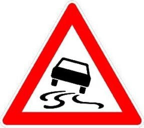 Warnschild Dreieck Schleudergefahr RAL-Gütezeichen Folie in Rot, Breite: 90 cm - Bild 1