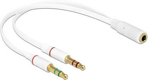Delock 65585 Audio Anschlusskabel Weiß mit 1x 3,5 mm Klinkenbuchse und 2x 3,5 mm Klinkensteckern, Länge: 20 cm - Bild 1