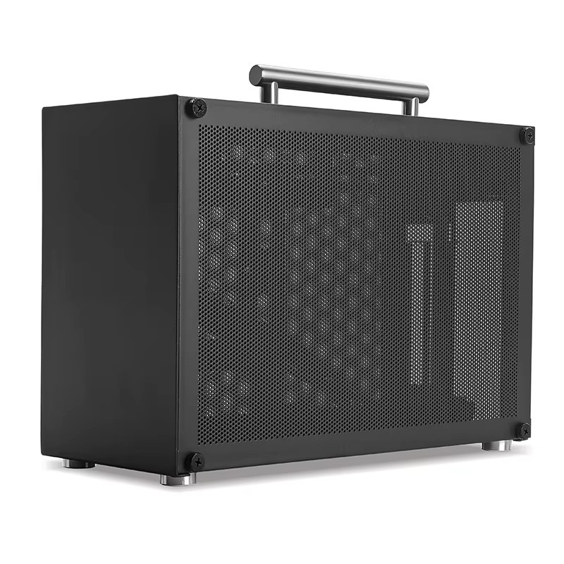 METALFISH T60 Mini ITX Gaming-Computergehäuse in Schwarz mit transparentem Design, kompakt mit 9L Volumen, unterstützt SFX PSU und bis zu 300 mm GPU - Bild 3