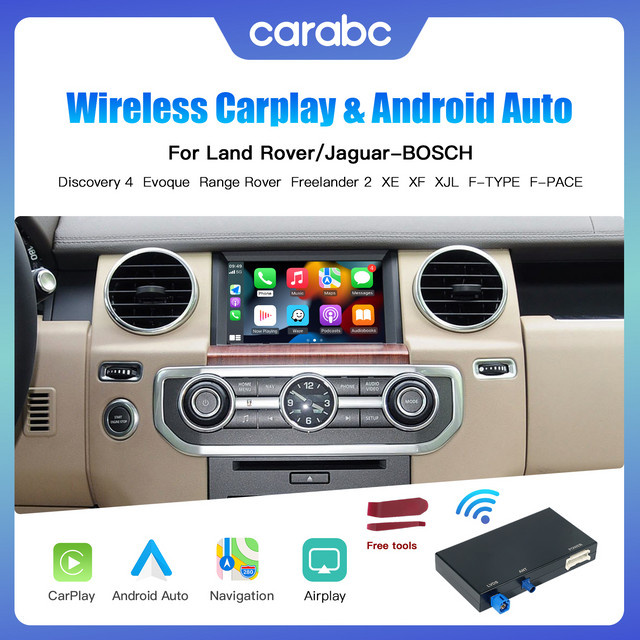 CARABC Wireless CarPlay und Android Auto Mirroring Decoder in Schwarz passend für Land Rover und Jaguar Bosch Discovery4 Evoque Freelander2 XE XF XJL - Bild 1