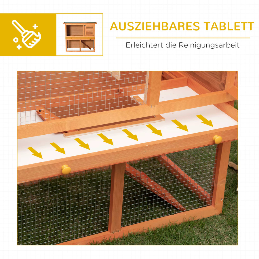 PawHut Kleintierstall aus Tannenholz und Fichtenholz mit verzinktem Draht in Gelb und Grün, B/T/H: 90 x 45 x 80 cm - Bild 4