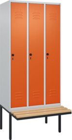 C+P Spind Classic PLUS Garderobenschrank mit Sitzbank, 3 Abteile, Sicherheits-Drehriegel und 3 Garderobenhaken, B/T/H: 212,0 x 90,0 x 81,5 cm - Bild 1