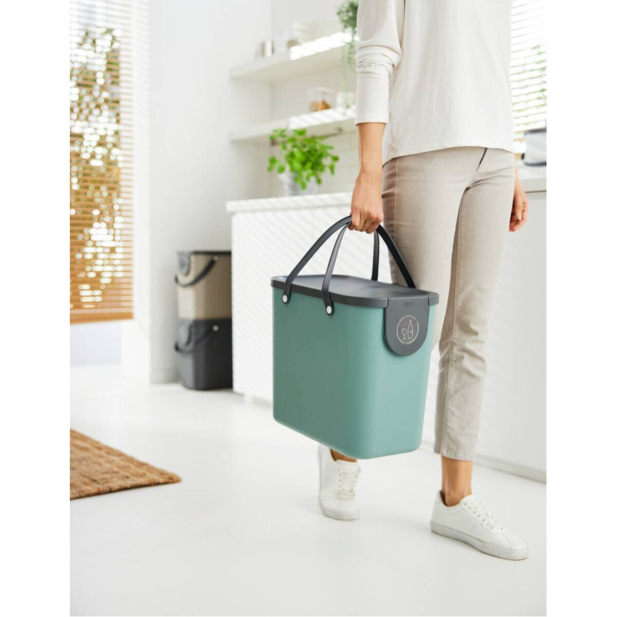 Rotho Abfalleimer Albula mit Schwingdeckel in Grün, B/H/L: 23,5 x 34 x 40 cm - Bild 2