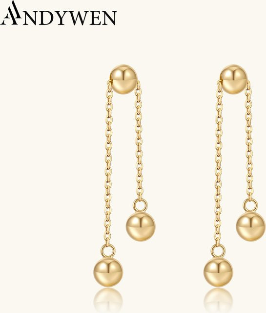ANDYWEN Ohrringe, 925 Silber, Gold, Unisex - Bild 1