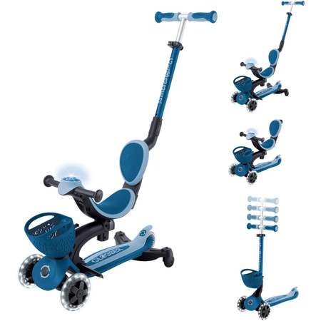 Globber Go-Up Baby 360 Lights 3in1 Scooter mit LED-Rollen und LED-Modul Petrol Blau