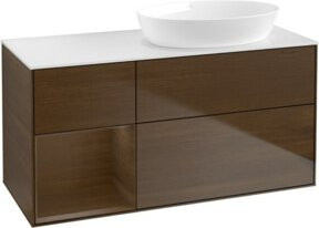 V&B Waschtischunterschrank Finion mit Wandbeleuchtung und Welleneffekt in Weiß, Breite: 120 cm, Tiefe: 50,1 cm, Höhe: 50,1 cm - Bild 1